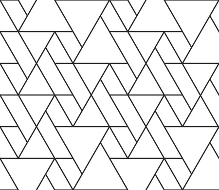 Geometric pattern abstract background with triangular seamless texture. Black and white seamless grid linesのイラスト素材