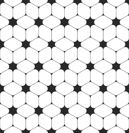Abstract geometric pattern background with hexagonal and triangular seamless texture. Black and white seamless grid linesのイラスト素材