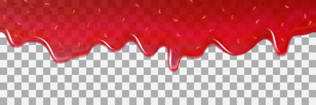 Seamless dripping sweet red jam. Vector splashing strawberry or raspberry syrup sugar jam background.のイラスト素材