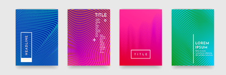 Abstract pattern background texture for book or business brochure cover design. Vector header and title space on wavy line of pink red, blue and green gradient banner or poster templateのイラスト素材