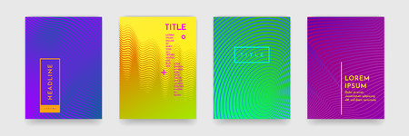 Geometric texture background with color gradient and abstract wavy pattern for book or business brochure cover design. Vector header and title space of pink red, blue and green poster templatesのイラスト素材