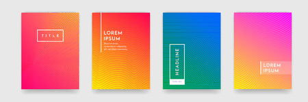 Abstract pattern background texture for book or business brochure cover design. Vector header and title space on wavy line of pink red, blue and green gradient banner or poster templateのイラスト素材