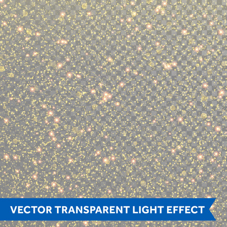 Glitter gold star dust light splatter shine effect on transparent vector background. Golden glittering particles or twinkling stars for Christmas designのイラスト素材