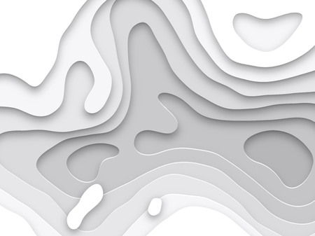 3D papercut layers vector background design. Abstract topography concept or smooth origami shape paper and flowing liquid texture. Art illustration for website templateのイラスト素材