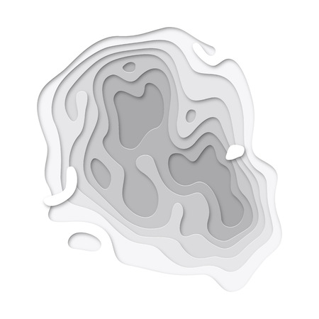 3D papercut layers with gradient on white vector background. Abstract paper cut texture for topography website template or smooth origami paper shape conceptのイラスト素材