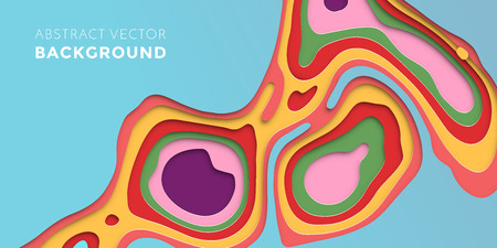 3D papercut layers effect in color gradient texture vector banner. Abstract paper cut art background design for website template or smooth origami paper cutのイラスト素材