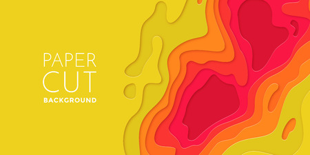 Papercut multi layers 3D color texture vector background. Abstract topography concept design or flowing liquid illustration for website template. Smooth origami art shape paper cutのイラスト素材