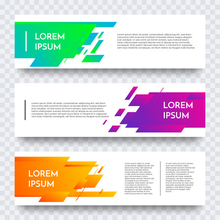 White web banner design vector template background. Modern horizontal white layout with accent green, purple pink and orange gradient color background for website, leaflet, flyer backdrop designのイラスト素材