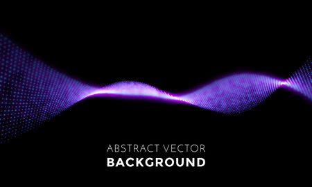 Abstract spiral light swirl or neon light glowing helix wave. Vector 3D digital illumination swirl of LED lights on black background in futuristic motion effect for television or music festival screenのイラスト素材