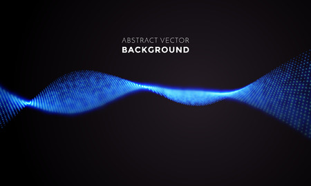 Spiral light swirl or neon light blurs in glowing helix wave motion. Vector digital LED lights illumination effect of music equalizer line on black background for music television backdropのイラスト素材