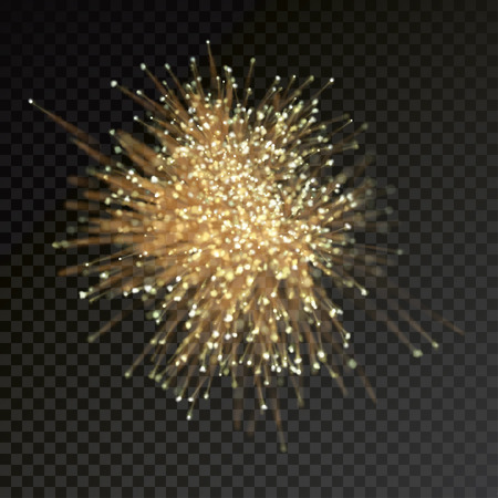 Abstract optical fiber glitter light effect on black background. Gold futuristic neon lines with particle star dust.のイラスト素材