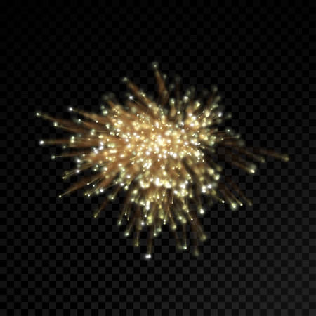 Abstract optical fiber or firework glitter light effect on black background. Gold futuristic neon lines with particle star dust.のイラスト素材