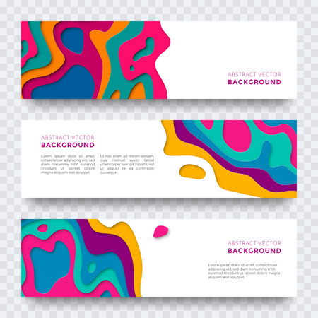 Banner design with abstract paper cut pattern texture and abstract multi layers color for vector brochure cover, leaflet, poster modern templateのイラスト素材