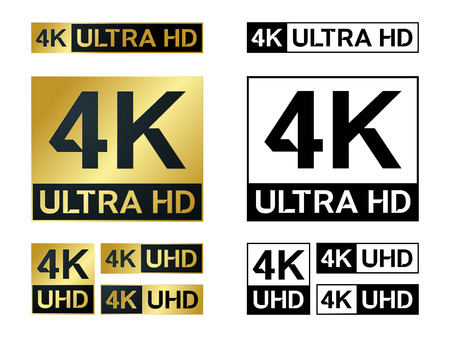 4k Ultra Hd icon. Vector 4K UHD TV symbol of High Definition monitor display resolution standard.のイラスト素材