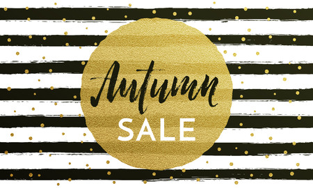 Autumn sale text in golden banner.のイラスト素材