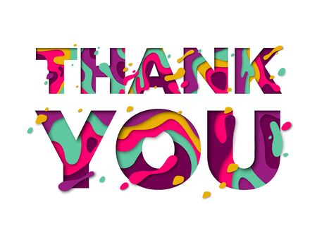 Thank You paper cut multi color font text for Thanksgiving holiday celebration greeting card or shopping sale poster design.のイラスト素材