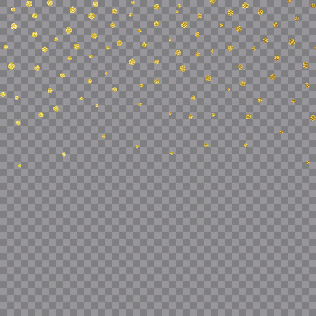 Gold foil confetti vector background. Christmas golden sequins falling down texture for festive holiday or birthday backgroundのイラスト素材