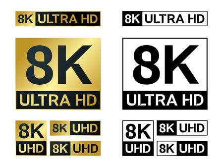 8k Ultra Hd icon. Vector 8K UHD TV symbol of High Definition monitor display resolution standard.のイラスト素材