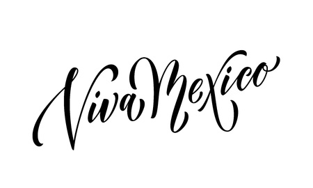 Viva Mexico lettering for Mexico Independence patriotic day. Vector modern calligraphy text for in United Mexican States national holiday celebration design template.のイラスト素材