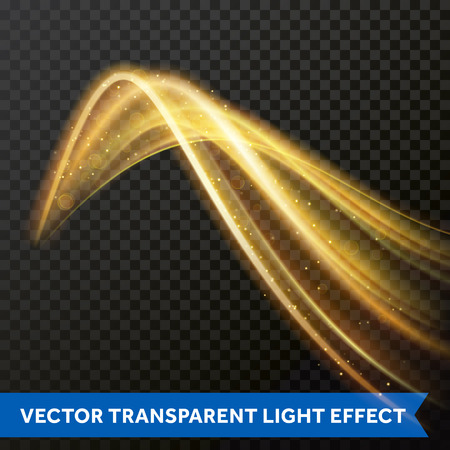 Light multi line tracing effect of fire flare trace of magic sparkle swirl trail. Vector bokeh light glitter round waves and lines with sparkling particles twirl on transparent backgroundのイラスト素材