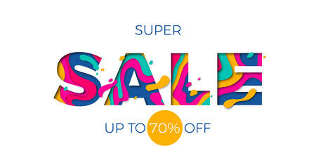 Winter super sale text banner for seasonal holiday shopping discount promo offer. Vector blue font design template for Christmas or New Year store or shop sale vector backgroundのイラスト素材