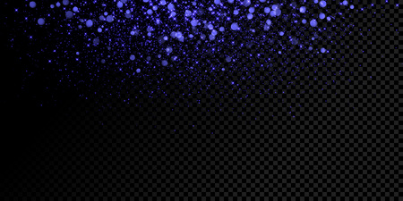 Light glitter confetti effect background with dust sparkle. Neon blue Christmas light texture on black background. Vector luxury star rain backdropのイラスト素材