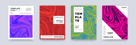 Brochure template set with marble or paint splash background. Marbling texture cover background for banner, poster or magazine design. Abstract creative watercolor art pattern gradient vector backdropのイラスト素材