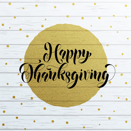 Thanksgiving autumn sale poster with gold pattern background and golden circle for fall fashion store discount promo offer or autumnal shopping. Vector shop sale season web banner calligraphy templateのイラスト素材