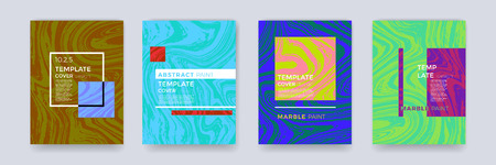 Abstract color splash or marble design texture brochure template background for banner, poster or magazine cover background. Marbling texture creative watercolor vector pattern gradient backdrop setのイラスト素材