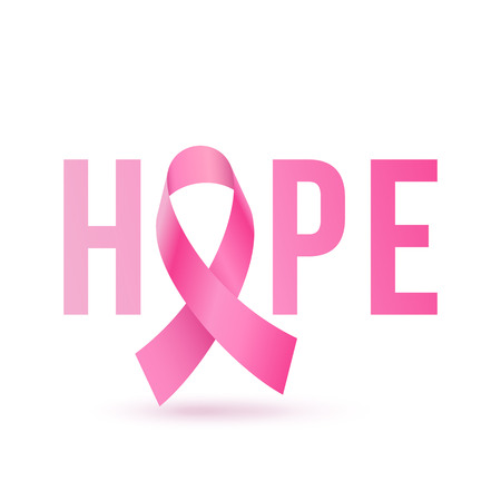 Hope emblem with pink ribbon symbol for breast cancer awareness month.のイラスト素材