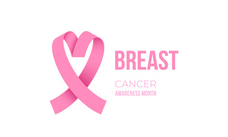 Pink heart shape ribbon for breast cancer awareness month.のイラスト素材