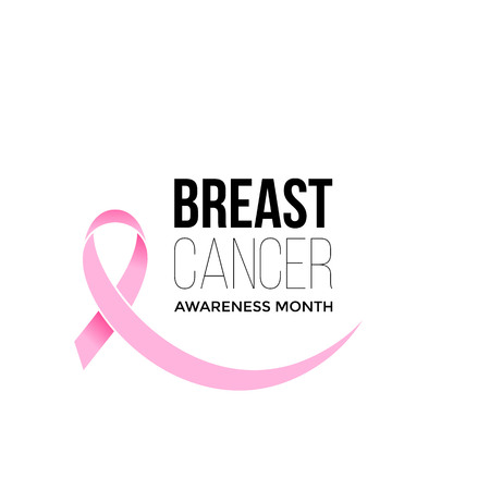 Breast cancer awareness month symbol emblem with vector pink ribbon sign on white background. Vector bow support icon for people fighting against cancerのイラスト素材