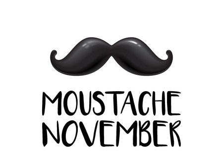 November men health awareness month mustache symbol. Vector mustache icon for no shave social solidarity event against prostate cancer campaign poster or bannerのイラスト素材