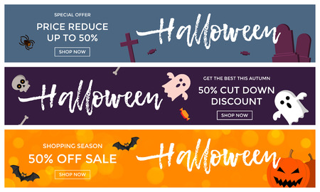 Halloween sale banner vector illustration.のイラスト素材
