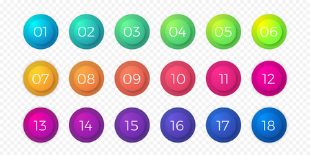Number bullet point flat color gradient web icons.のイラスト素材