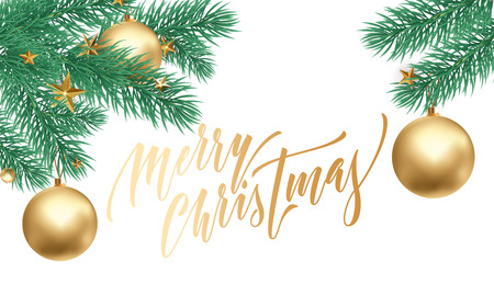 Merry Christmas trendy golden quote calligraphy font vectorのイラスト素材