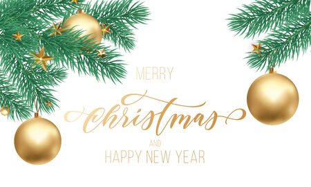 Merry Christmas trendy golden quote calligraphy font vectorのイラスト素材