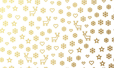 Christmas golden deer and snowflake vector seamless pattern background for winter holiday greeting...