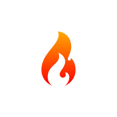 Fire flame icon vector template. Hot red orange fire flame for caution hot or spicy food and icon for oil, gas and energy concept. Vector flat symbol designのイラスト素材