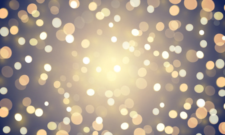 Light abstract bokeh shine or golden glitter effect background. Vector shiny confetti lights for Christmas or birthday background design template. Magic glittering glow with lens flare defocused lightのイラスト素材