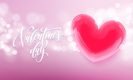 Valentine's day greeting card of valentine red crystal heart on pink light shine background.のイラスト素材