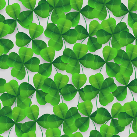 Vector four-leaf clover seamless pattern background.のイラスト素材