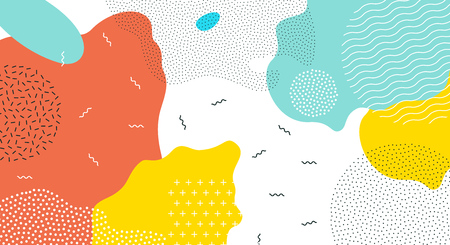 Abstract pop art color paint splash pattern background. Vector overlay geometric design of trendy Memphis 80s-90s styleのイラスト素材