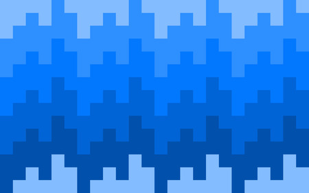 Pixel blue pattern background of vector blue and green seamless square mosaic knit pixels in wave patternのイラスト素材