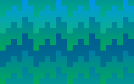 Pixel pattern background of vector blue and green seamless square mosaic knit pixels in wave patternのイラスト素材