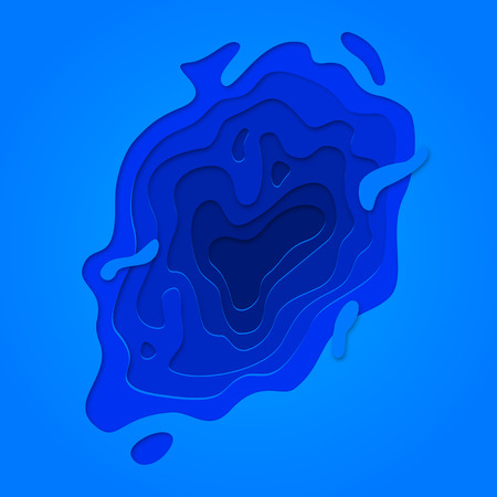 Papercut geometric blue 3D multi layer pattern. Vector paper cut color gradient and geometric cut out backgroundのイラスト素材