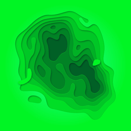 Papercut geometric pattern background or liquid 3D cutout with green color multi layer for web banner or poster designのイラスト素材