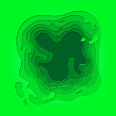 Papercut geometric green pattern. Vector blue color gradient background with topography multi layers textureのイラスト素材