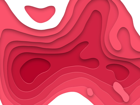 Papercut geometric purple red pattern. Vector pink color gradient background with topography multi layers textureのイラスト素材