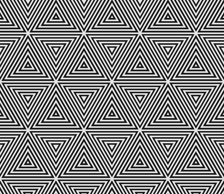 Abstract geometric pattern. Vector black background of seamless triangle mosaic grid lines with white Bauhaus rhombus patternのイラスト素材